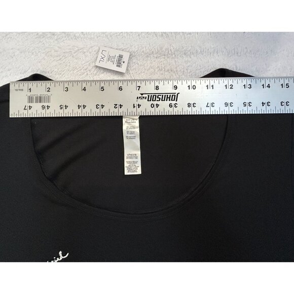 Chico's Womens Black Heart Graphic Long Sleeve Cozy Tee Dress L/XL Stretch New - Picture 5 of 8